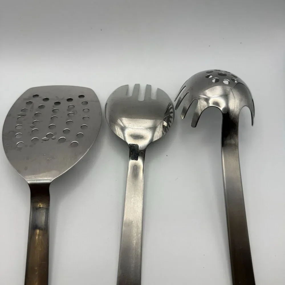 Williams Sonoma Stainless Steel Kitchen Utensil Set 3 Pasta Server Turner Fork